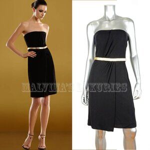 GUCCI DRESS BLACK STRAPLESS GOLDTONE DETAIL COCKTAIL LBD sz M/ MEDIUM